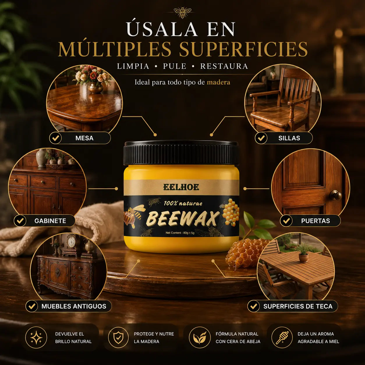 🐝 BeeWood™ | Cera de Abeja para Muebles