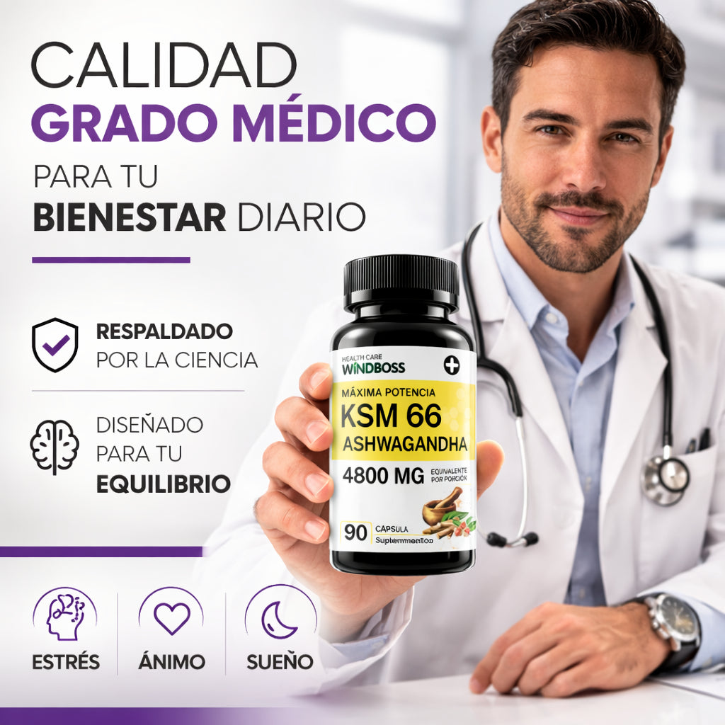 Suplemento KSM 66 Ashwagandha 90 cápsulas