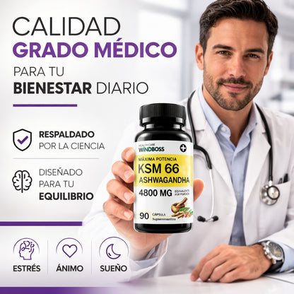 Suplemento KSM 66 Ashwagandha 90 cápsulas