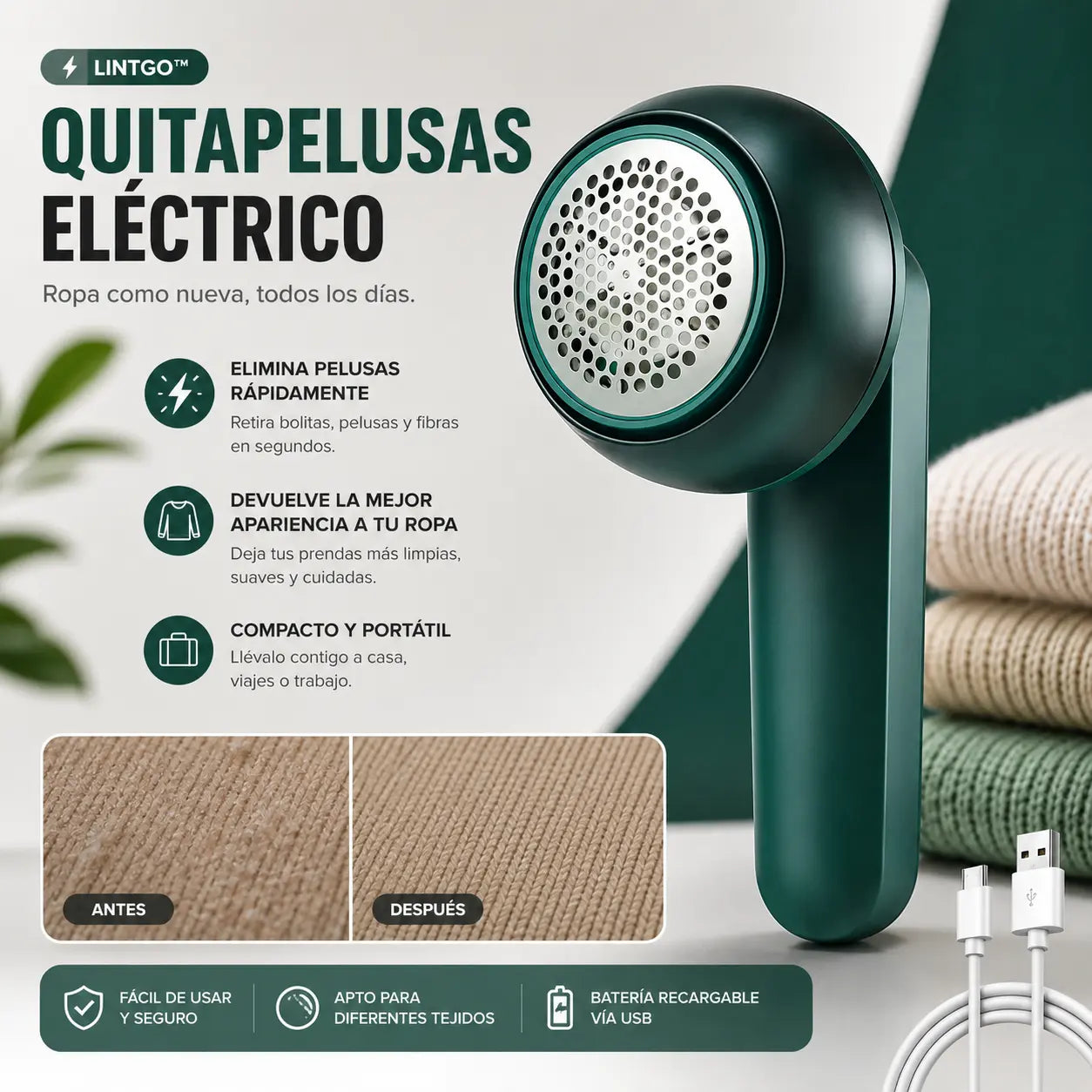 LintGo™ | Quitapelusas Eléctrico