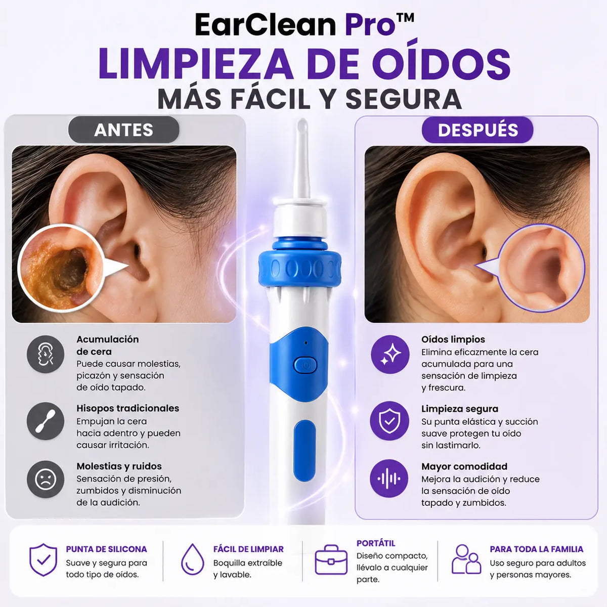 EarClean Pro™ | Limpiador de Oídos Eléctrico