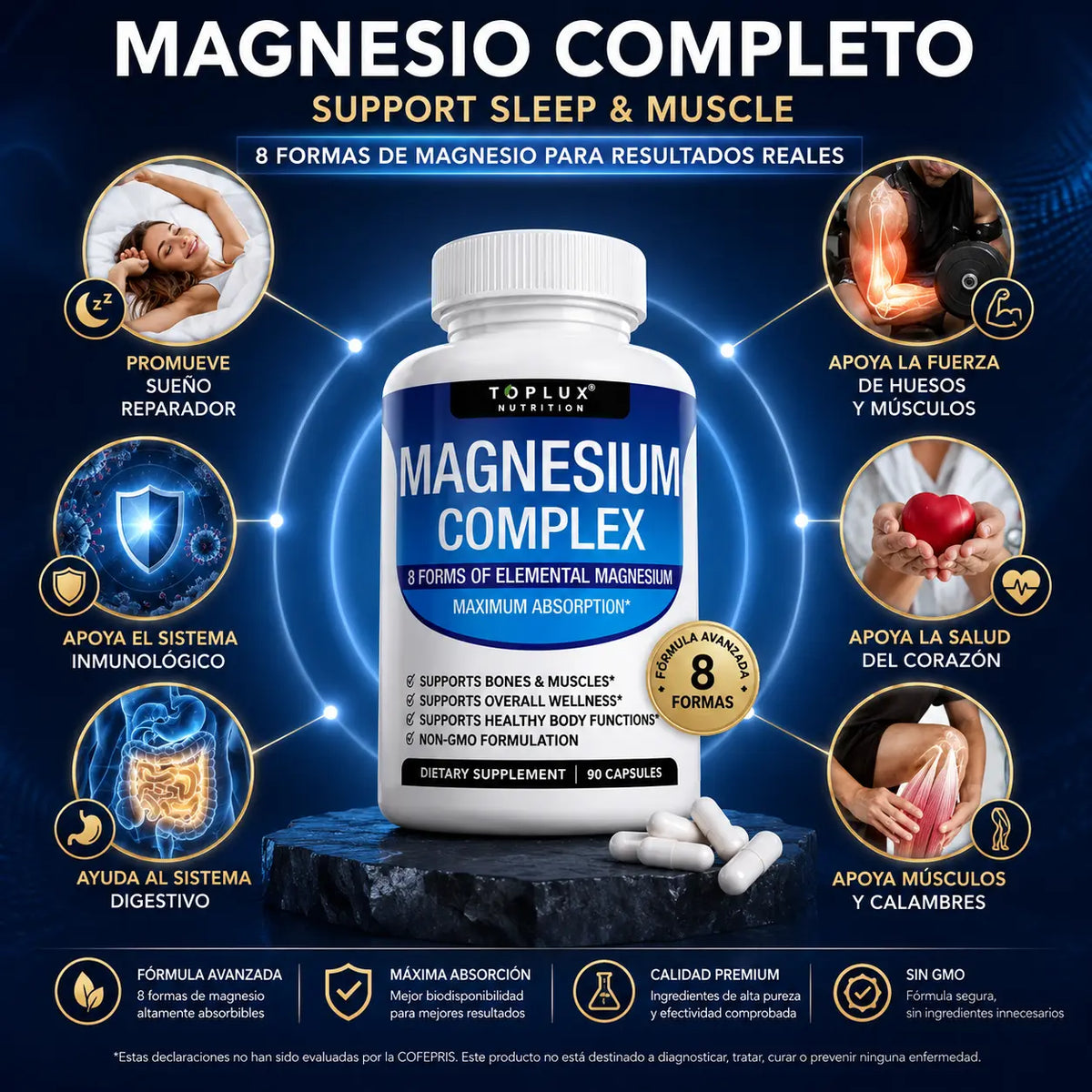 Suplemento Magnesio Complex Toplux | 90 cápsulas