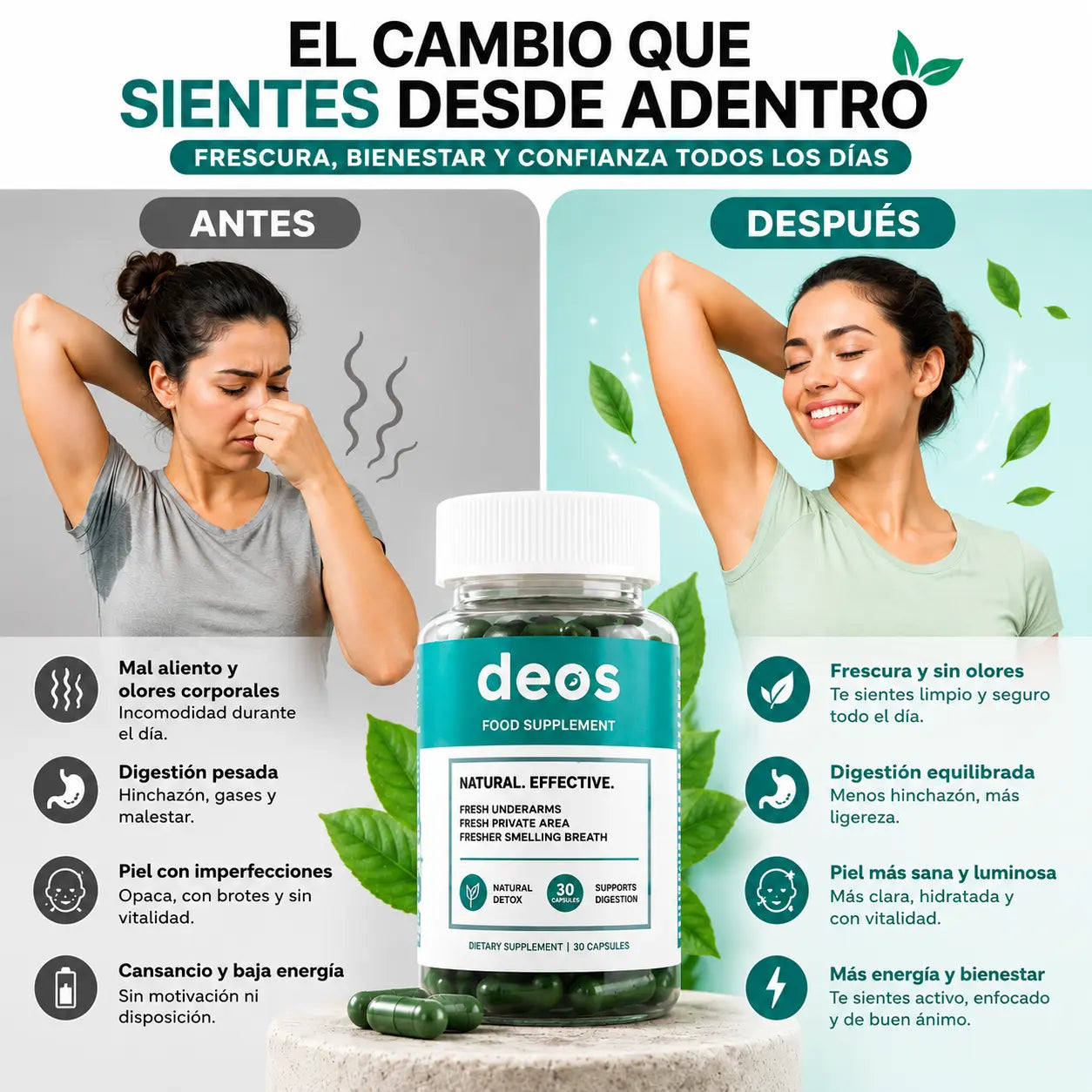 Deos Suplemento Elimina Mal Olor | 30 caps