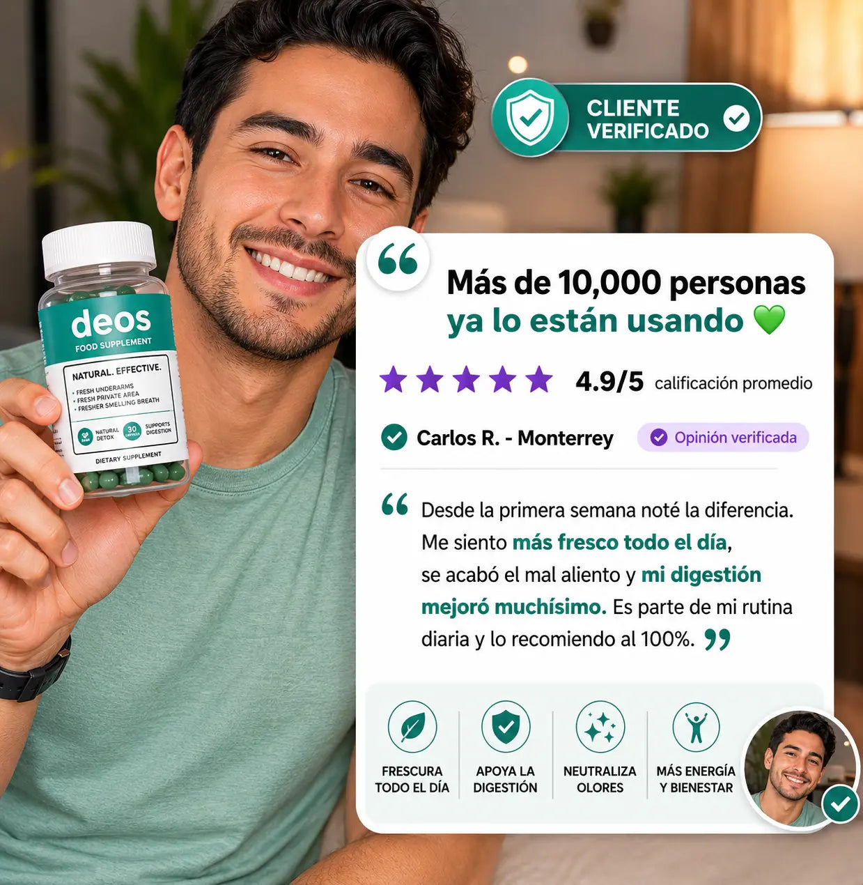 Deos Suplemento Elimina Mal Olor | 30 caps