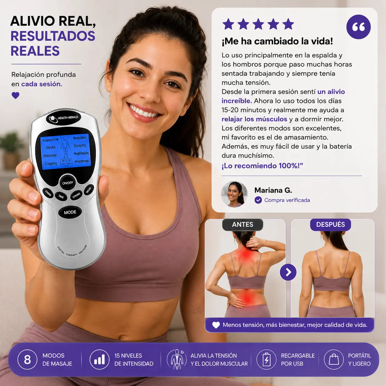 RelaxiTENS™ | Electroestimulador Muscular 4 TENS
