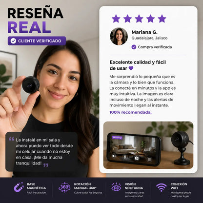 VisionCam Pro™ | Mini Cámara WiFi 360° HD