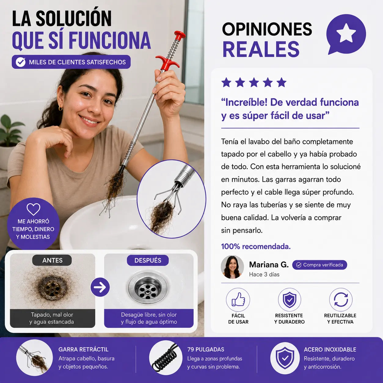 GarraFlex™ | Destapador de Tuberías