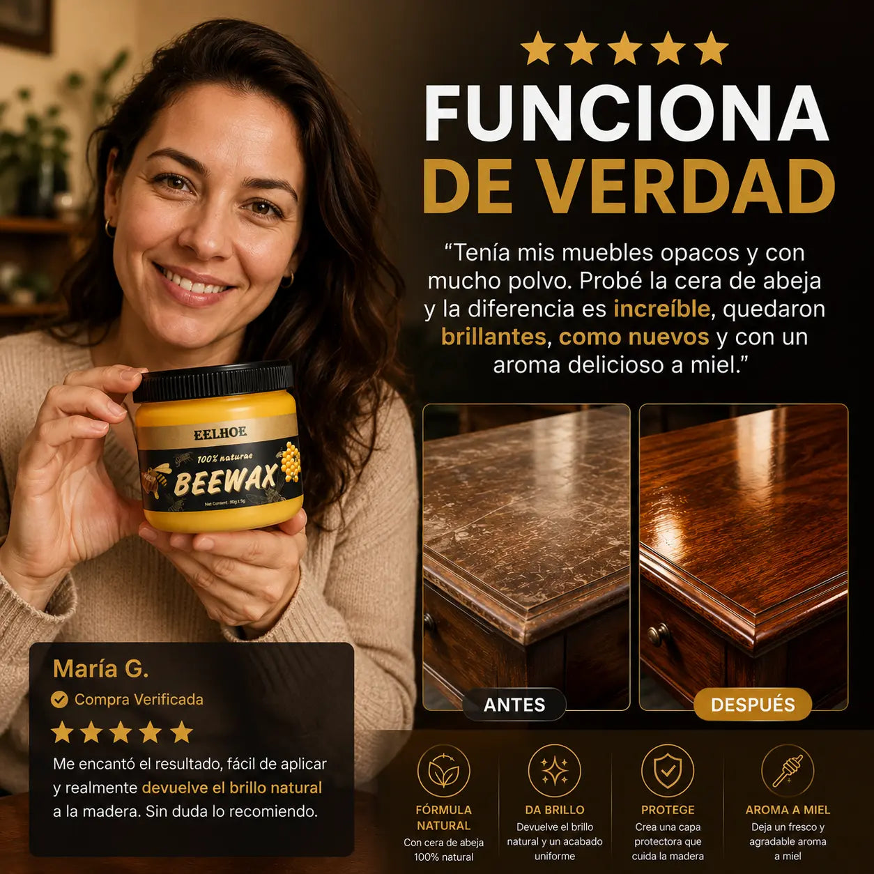 🐝 BeeWood™ | Cera de Abeja para Muebles