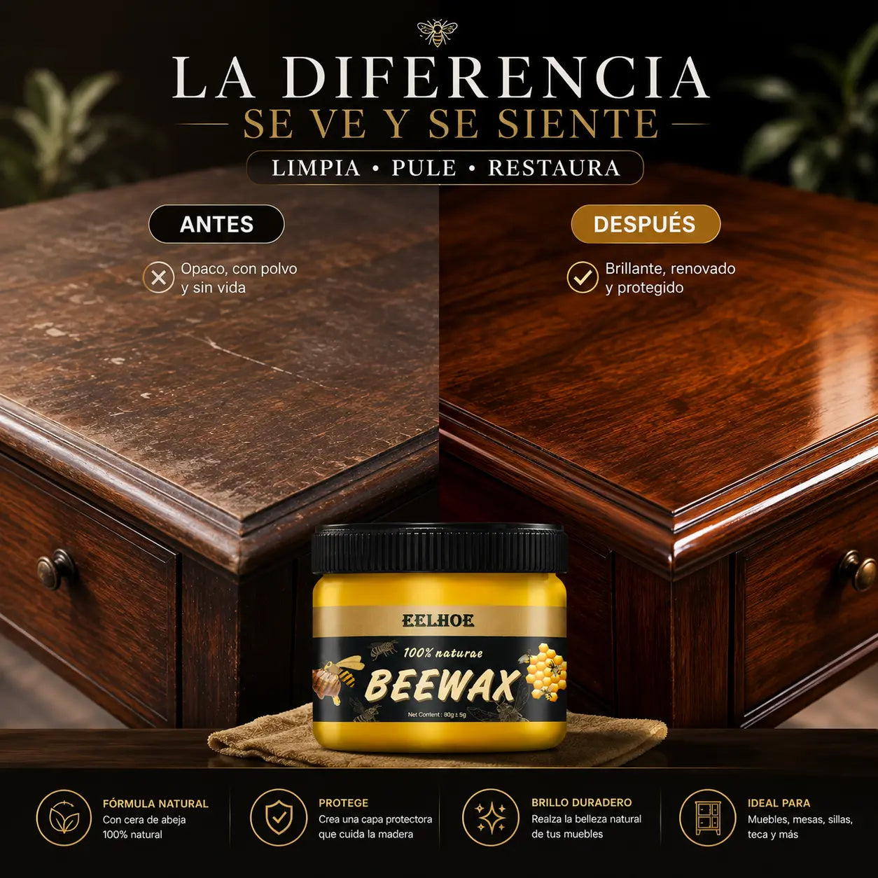🐝 BeeWood™ | Cera de Abeja para Muebles