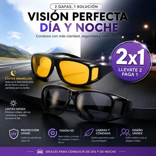 VisionDrive™ | 2 Gafas para Día y Noche