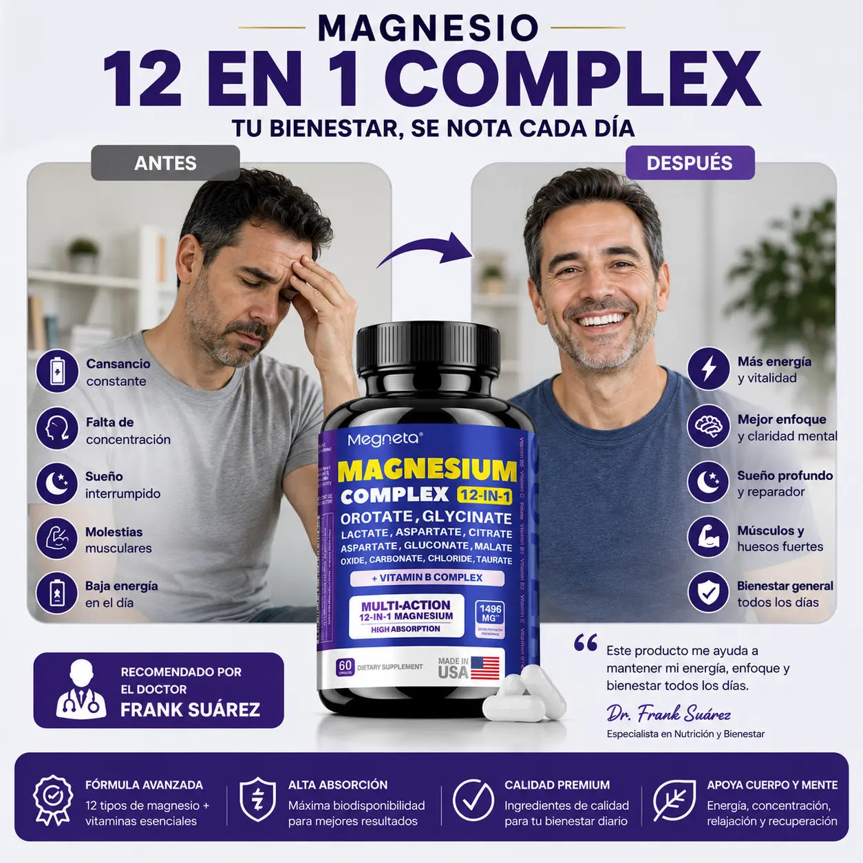 Suplemento Magnesio Complex | 60 Cápsulas