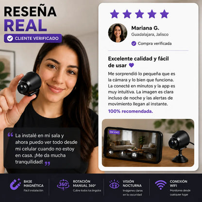VisionCam Pro™ | Mini Cámara WiFi 360° HD
